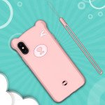 Wholesale iPhone Xr 3D Teddy Bear Design Case with Hand Strap (Pink)